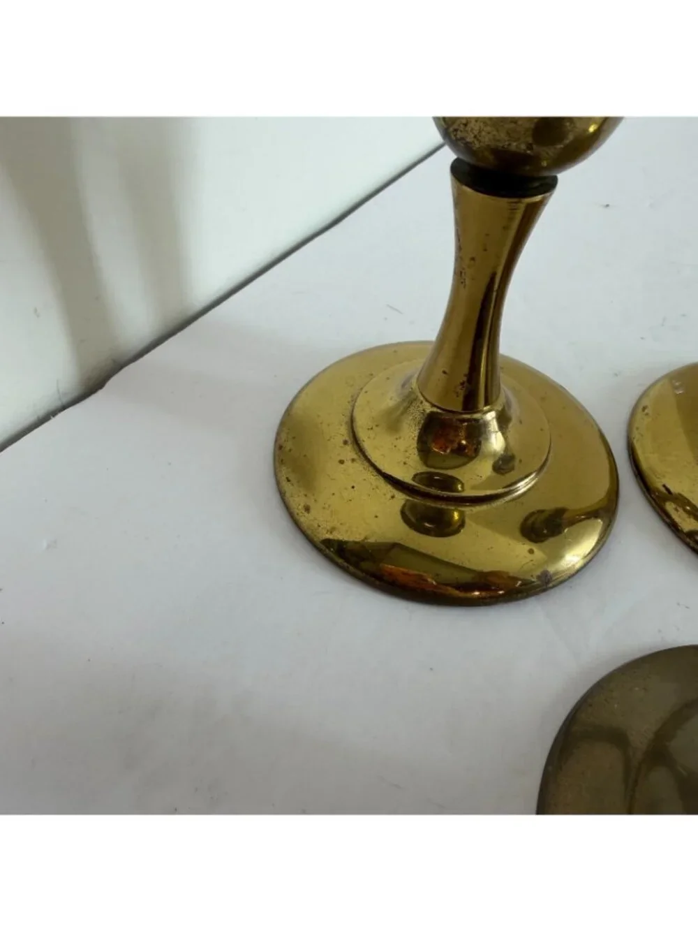 Vintage Brass Candlestick Holders Set of 3 Mixed Brass India Mid-Century Style